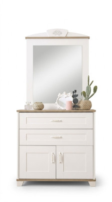 Garnitur Kommode mit Spiegel Set Schrank Holz Weiß Kommoden Design