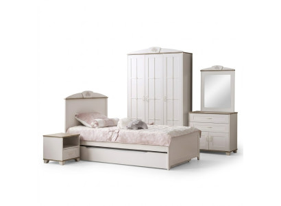 Kinderbett Funktionsbett Holzbett Ausziehbares Bett Weiß Set 5tlg Neu