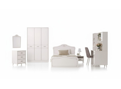 Komplette Jugendbett Funktionsbett Ausziehbares Set 8tlg Holz Weiß