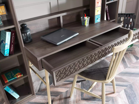 Computertisch Set 3tlg Schreibtisch Bücherregal Holz Grau Regale Tisch