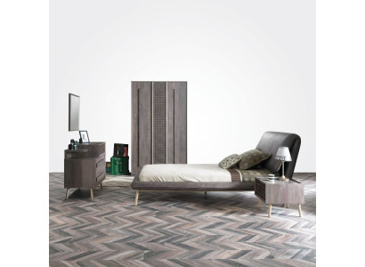 Komplete Jugendbett Kindermöbel Kinderzimmer Bett Holz Grau Set 5tlg