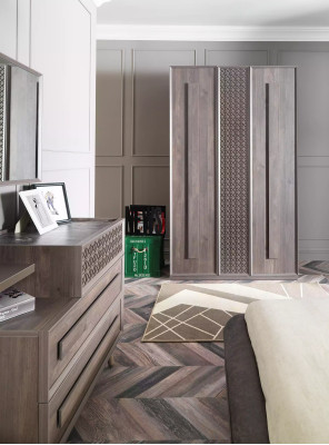 Garnitur Polsterbett Jugendbett Bettrahmen Bett Set 5tlg Holz Grau Neu