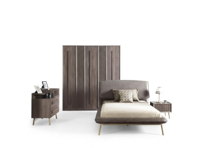 Kinderzimmer Garnitur Jugendbett Kindermöbel Bett Holz Grau Set 5tlg