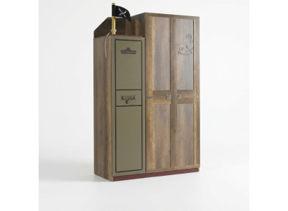 Pirat Holzschrank Luxus Kleiderschrank Schrank Kinder Holz Braun 3 Tür