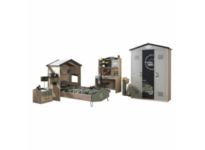 Kindermöbel Luxus Kinderzimmer Garnitur Bett Grün Bettrahmen 5tlg Holz