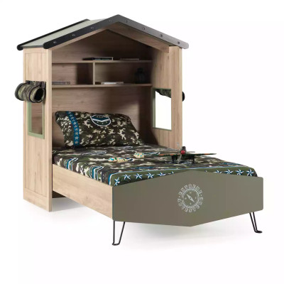 Komplette Kindermöbel Kinderbett Bett Holz Grün Set 2tlg Nachttisch