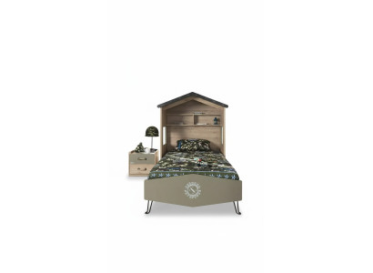 Komplette Kindermöbel Kinderbett Bett Holz Grün Set 2tlg Nachttisch