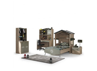 Kindermöbel Luxus Kinderzimmer Garnitur Bett Grün Bettrahmen 5tlg Holz