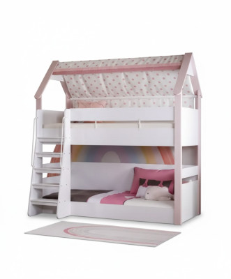 Etagenbett Kinderzimmer Kinderbtt Bett Bettrahmen Holz Rosa Hochbett