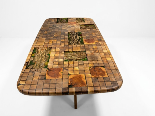 Esstisch Epoxidharz Esszimmertisch Mosaik Tisch 90 cm Holz Braun Neu 