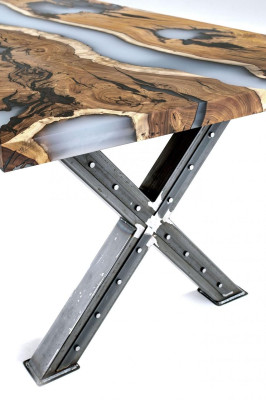 Küchentisch Esstisch Epoxidharz Esszimmertisch Tisch 160 cm Holz Braun