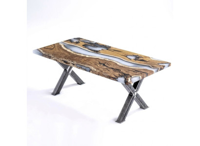 Küchentisch Esstisch Epoxidharz Esszimmertisch Tisch 160 cm Holz Braun