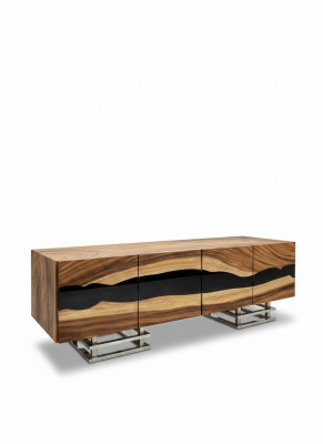 Anrichte Sideboard Kommode Epoxidharz Braun Wohnzimmer Holz Kommoden