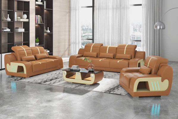 Couchgarnitur Luxus Sofagarnitur Komplette Weiß Kunstleder Sofa 321