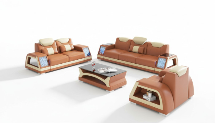 Komplette Couchgarnitur Sofagarnitur Ledersofas Sofa 3tlg Sofas Braun