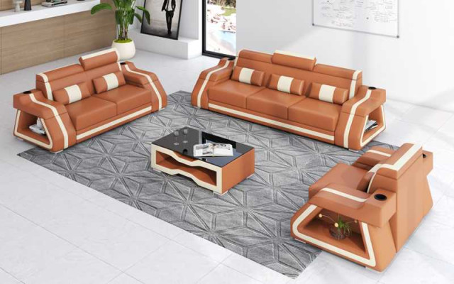 Ledersofas Komplette Couchgarnitur Sofagarnitur Sofa 3tlg Sofas Gelb