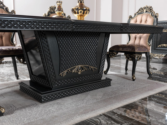 Essgruppe Esszimmer Esstisch Stühle Holz Set 12tlg Grau Barock Sideboard