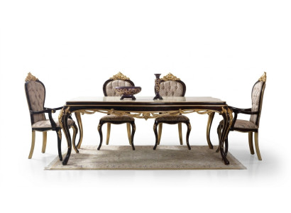 Essgruppe Essecke Esszimmer Esstisch Stühle Holz 9tlg Braun Barock