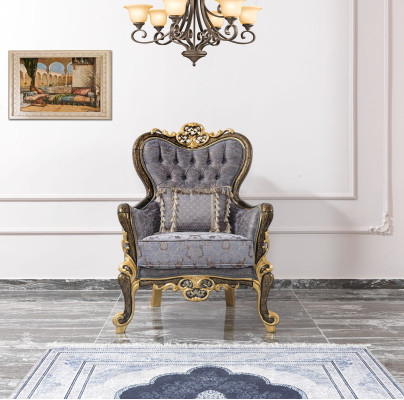 Chesterfield Sofagarnitur Polstersofa Sofa Blau Dreisitzer Sessel Set