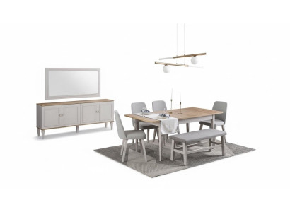 Essgruppe Esszimmermöbel Set 8tlg Esszimmer Esstisch Stühle Holz Grau