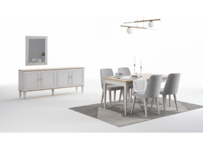 Esszimmermöbel Essgruppe Esszimmer Esstisch Stühle Holz Grau Set 9tlg