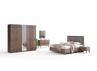 Komplette Schlafzimmermöbel Doppelbett Holz 6tlg Schlafzimmer Braun