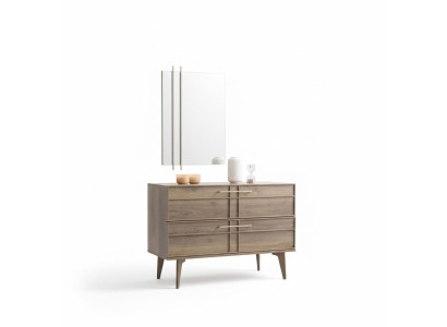 Kommode mit Spiegel Schlafzimmer Konsole Holz Braun Set 2tlg Moderne