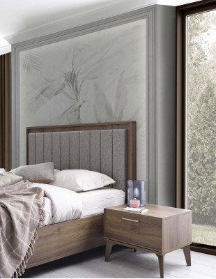Schlafzimmer Garnitur Doppelbett Bett Nachttische Braun Holz Set 3tlg