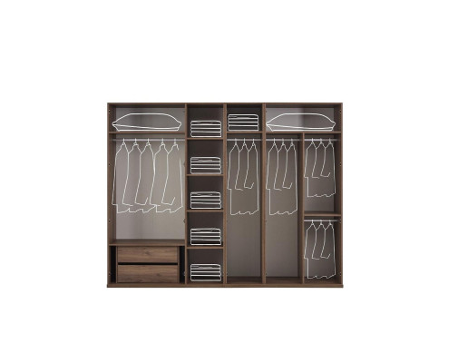 Kleiderschrank Schlafzimmerschrank Schrank Braun Holz Spiegel 6 Türen