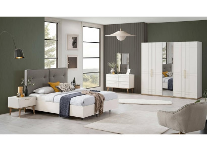 Gruppe Doppelbett Komplette Bett Schlafzimmermöbel Holz 6tlg Set Weiß 