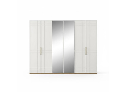 Schränke Kleiderschränke Kleiderschrank Weiß Holz Spiegel 6 Türen Neu 