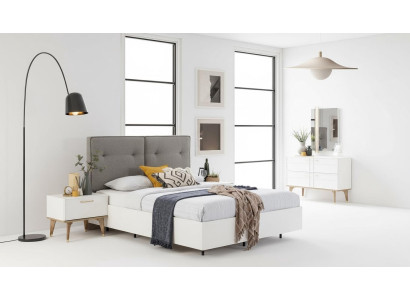 Schlafzimmer Garnitur Doppelbett Komplette Bett Weiß Stoff 3tlg Modern