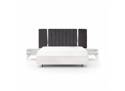 Doppelbett Granitur Schlafzimmer Weiß Bettrahmen Set 3tlg Nachttische