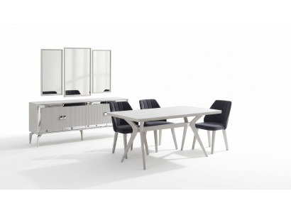 Esszimmer Luxus Essgruppe Garnitur Esstisch Set 9tlg Grau Holz Tisch