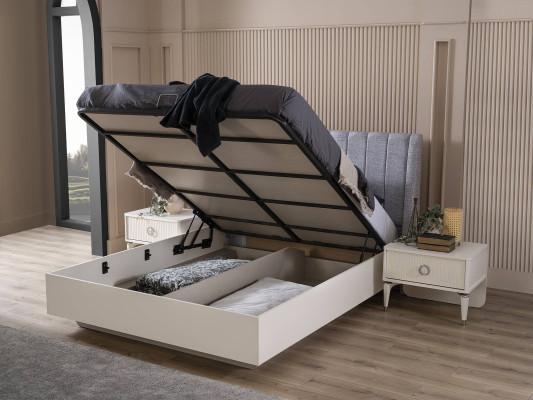 Doppelbett Schlafzimmer Garnitur Bett Holz Set 3tlg Weiß Nachttische