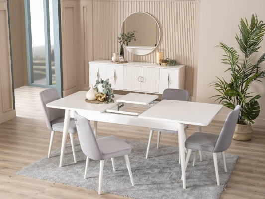 Esszimmertisch Esstisch Tisch Weiß Esszimmer Holz Ausziehbar Modern