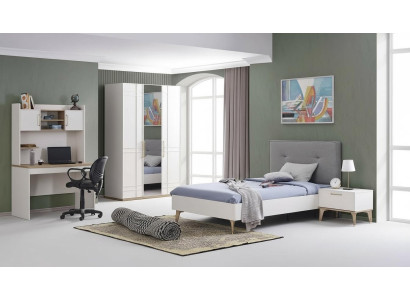 Kinderzimmer Garnitur Kinderbett Jugendbett Bett Set 4tlg Weiß Holz