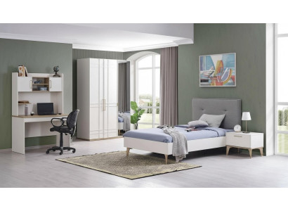 Garnitur Kinderzimmer Kinderbett Jugendbett Bett Set 4tlg Weiß Holz
