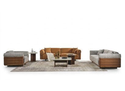 Couchgarnitur Sofagarnitur Komplette Polstersofa Braun Stoff Stoffsofa