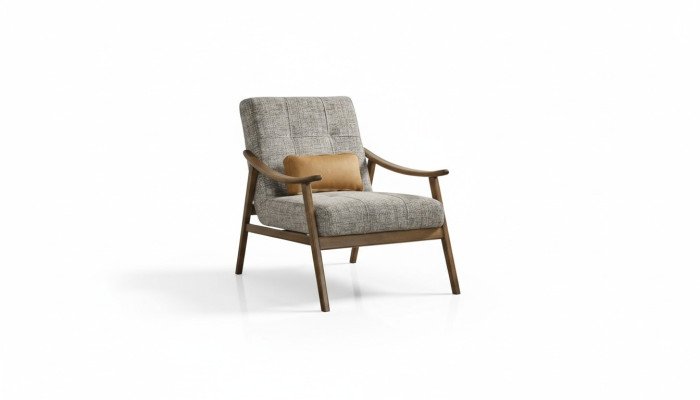 Sessel Ohrensessel Sitzer Polyester Grau Stoff Wohnzimmer Modern
