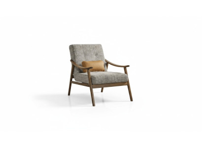 Sessel Ohrensessel Sitzer Polyester Grau Stoff Wohnzimmer Modern
