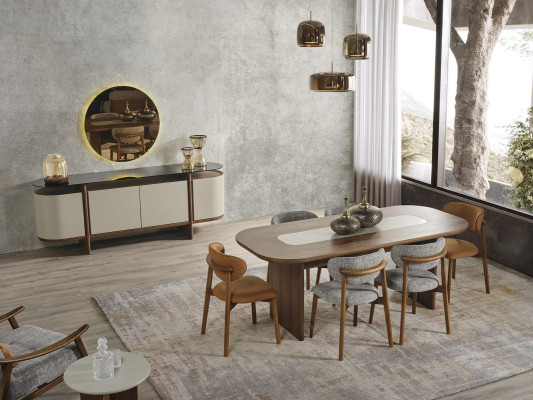 Esszimmertisch Esstisch Tisch Essecke Holz Braun Esszimmer 208 cm