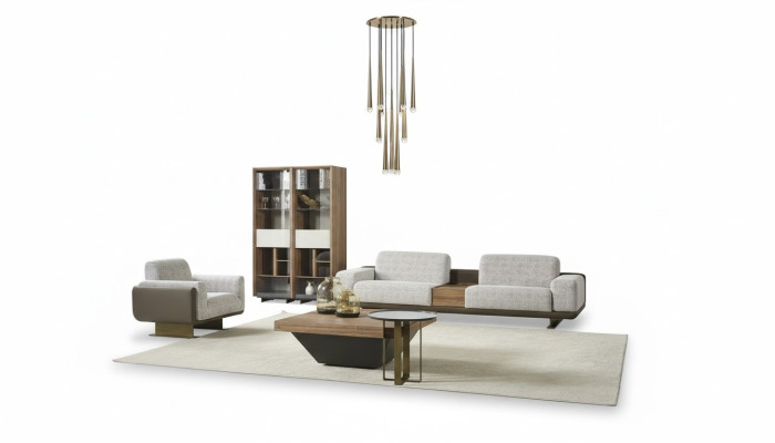 Garnitur Viersitzer Sofagarnitur Sessel Stoff Stoffsofa Modern Sofa