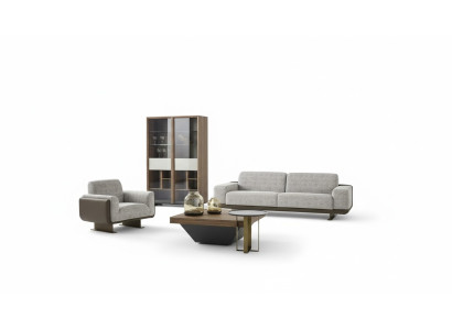 Sofagarnitur Dreisitzer Einsitzer Polstersofa Grau Gruppe Sofa Design