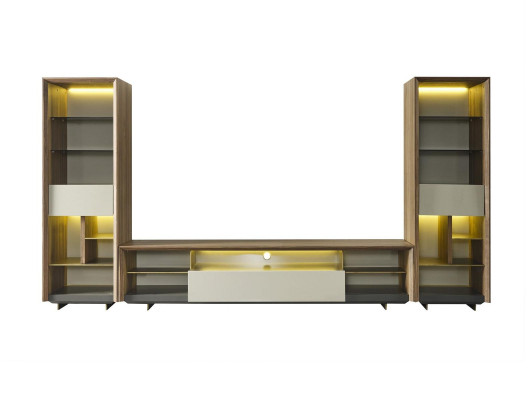 Wohnwand RTV Lowboard TV Ständer Sideboard Schrank 3tlg Holz Braun