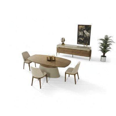 Komplette Essecke Essgruppe Esstisch Set 8tlg Esszimmer Braun Holz Neu