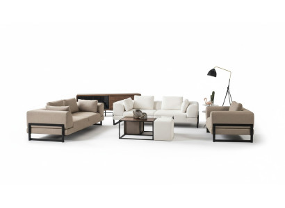 Sofagarnitur Komplette Polstersofa Couchgarnitur Grau Stoff Stoffsofa