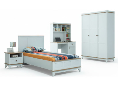 Komplette Jugenbett Kindermöbel Kinderbett Weiß Holz Set 4tlg Modern