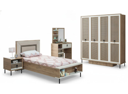 Schlafzimmer Sets Jugenbett Kinderbett Braun Holz Set 5tlg Bett Modern