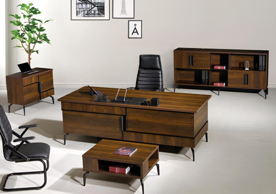 Büromöbel Komplettbüro Schreibtisch Büro Bürotisch Set 4tlg Holz Braun